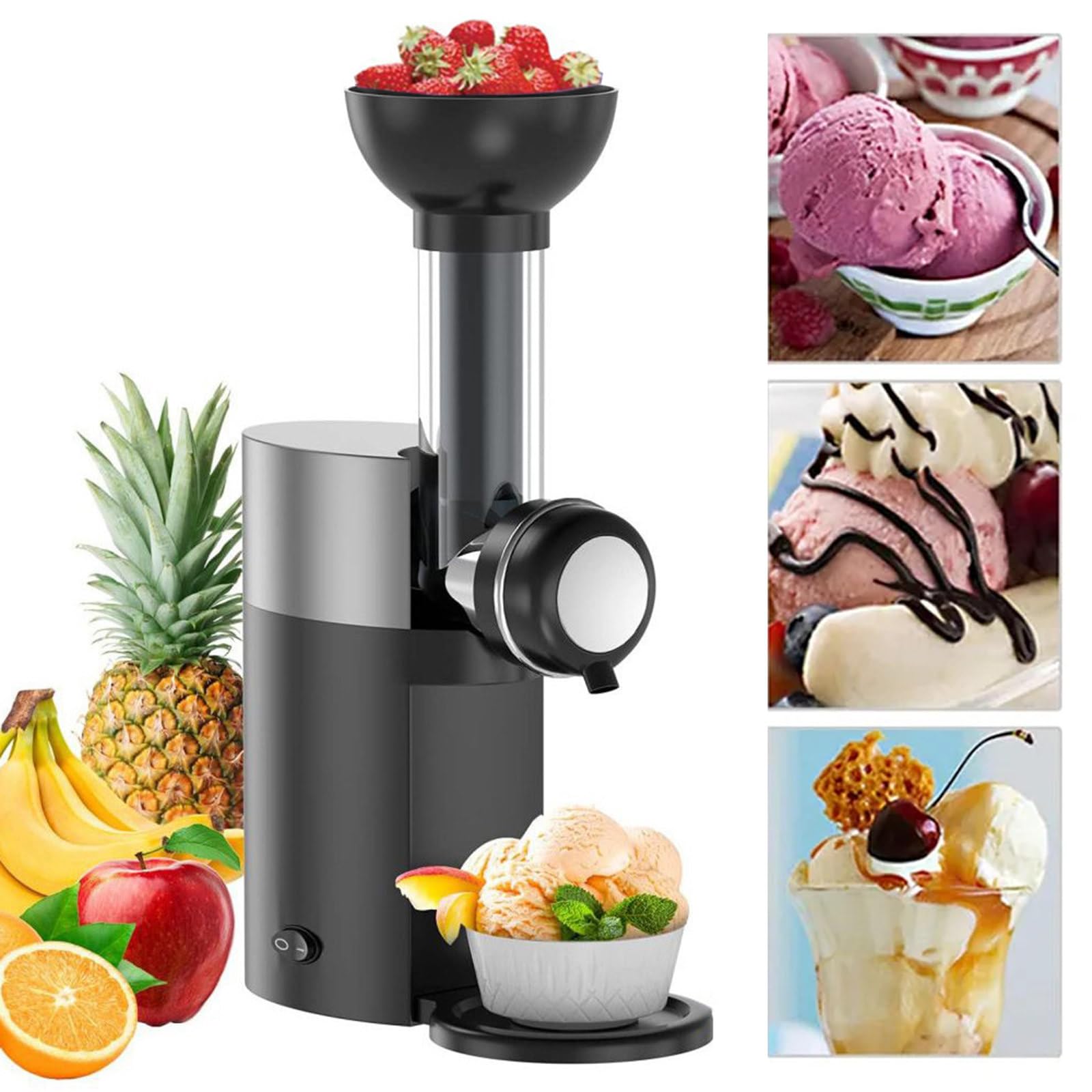 ZHJOPP Portable Automatic Frozen Dessert Maker for Homemade Ice Cream and Popsicles (Black)