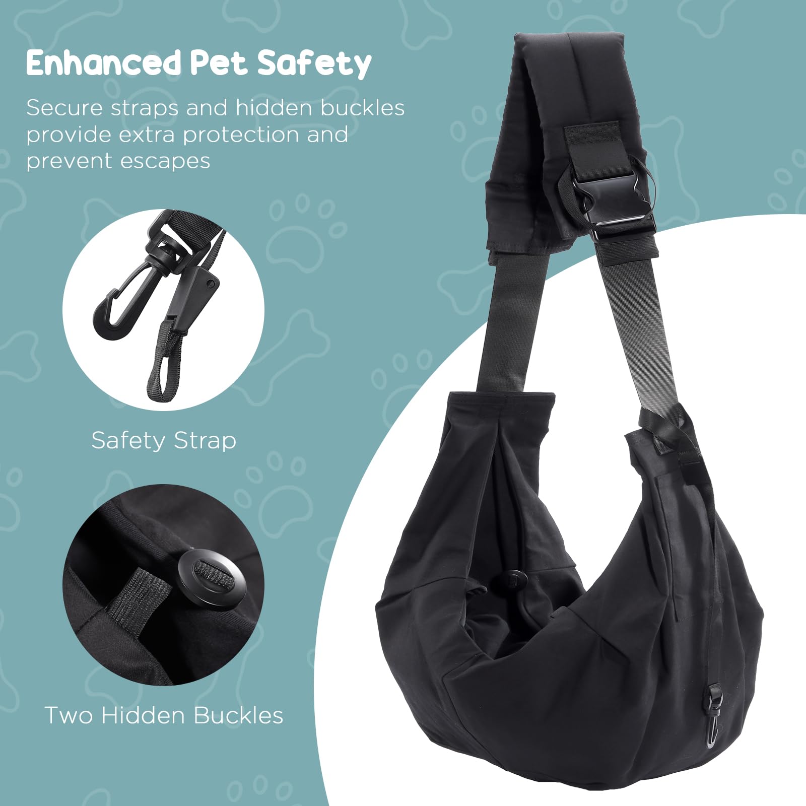 Avont Borsa per Cani Piccola Taglia e Gatti, Marsupio Cane Taglia Piccola/Gatti, Cinghia Regolabile & Design di Sicurezza, Borsa da Viaggio per Cani Fino a 7 KG -Nero