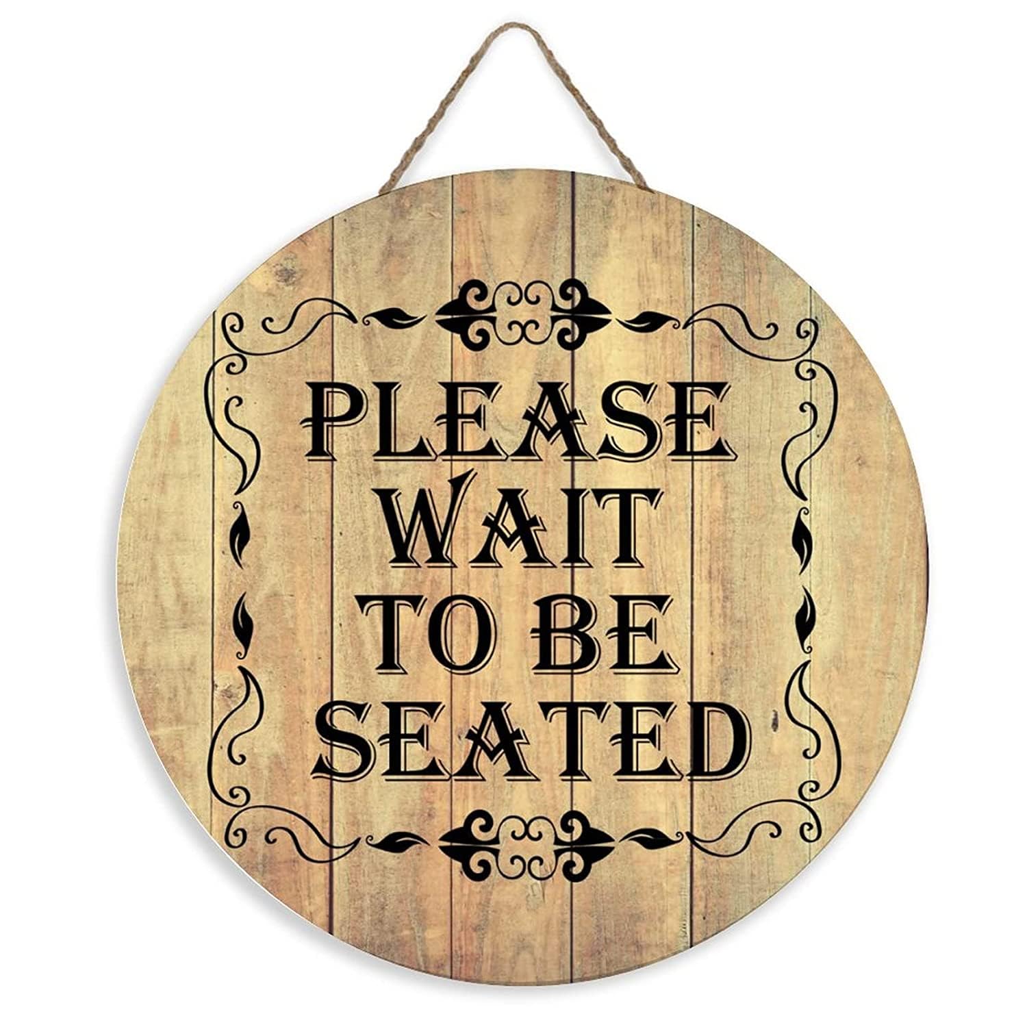 Acdoet Color 21 Rustic Welcome Sign Please Wait To Be Seated Welcome Front Door Round Wood Sign Hanging Welcome Sign For Farmhouse Porch Welcome Sign Front Door Decorations 10"X10"