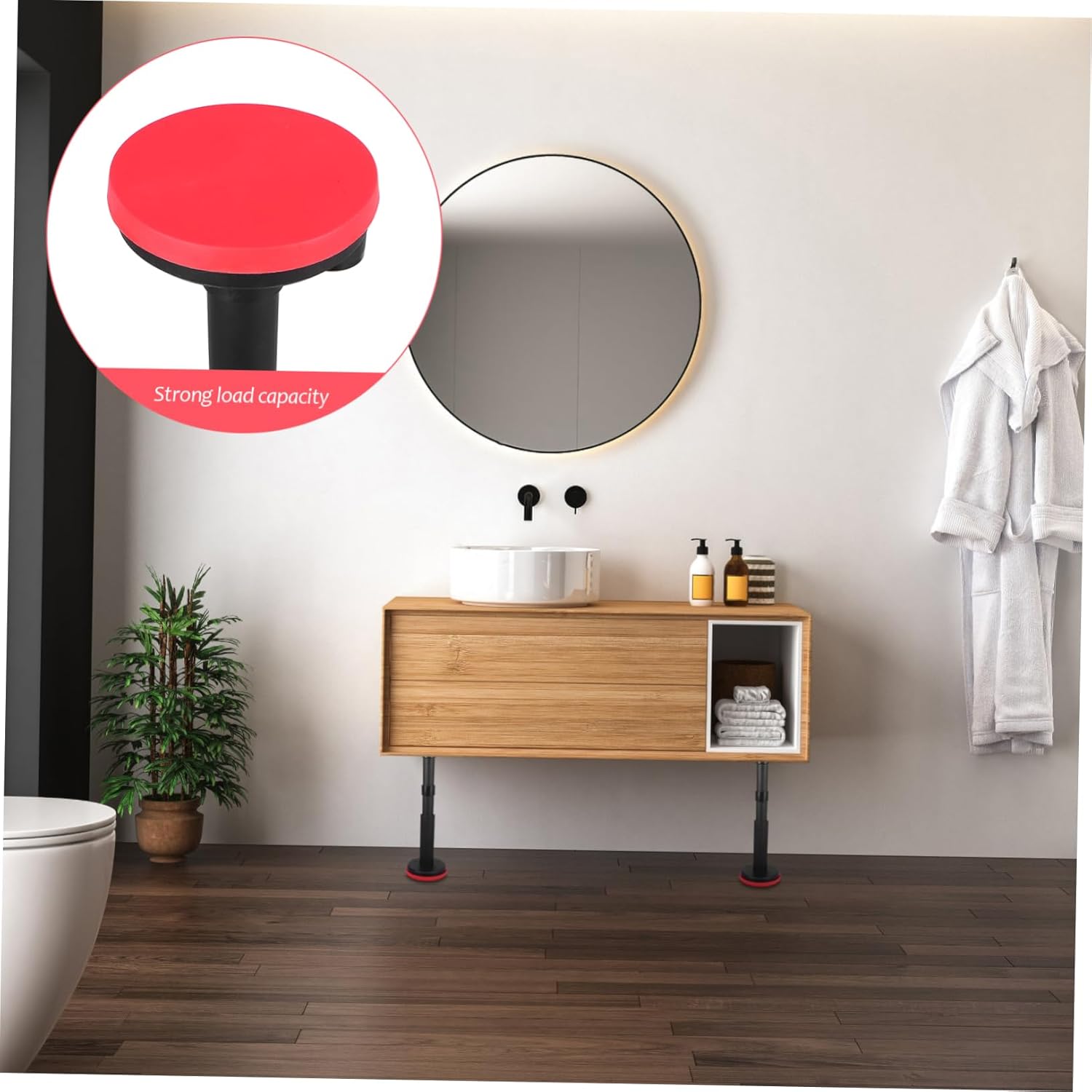 2pcs Adjustable Support Frame Telescopic Poles for Bathroom Sink Installation Black Nylon