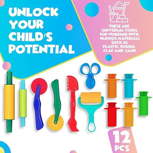 Miniatura 2 de Clay and Play - Juego de herramientas de masa de 12 piezas, para edades de 3 años en adelante DIMROM (12 piezas)