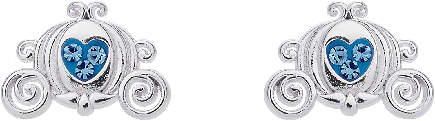 Amazon.com: Disney Princess Cinderella Carriage Stud Earrings, Silver Flash Plated Cinderella ...