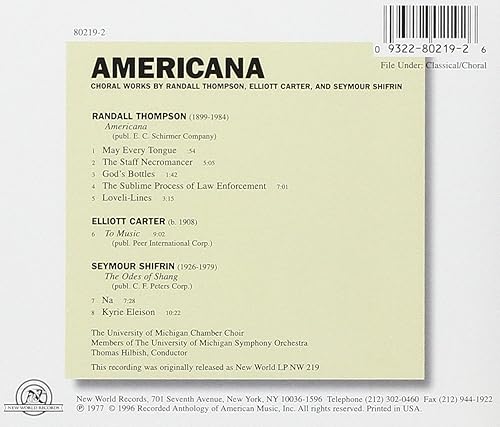 Miniatura 2 de Americana Choral Works of Thompson  Carter  Various