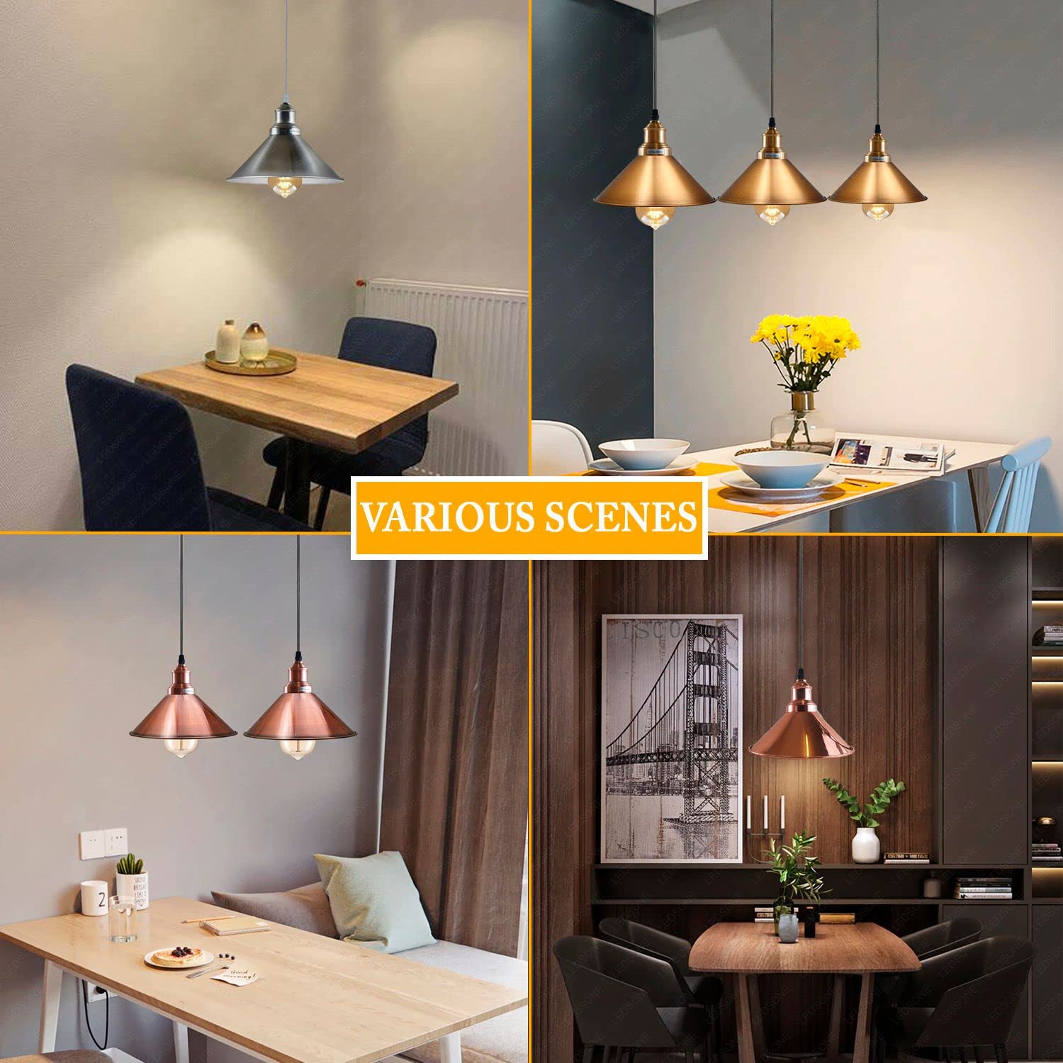 Industrielle Pendelleuchte Im Retro-Design – Metall-Kronleuchter Mit Reduzierplatte, E27 Fassung, Für Edison-Lampen (gelbes Messing)