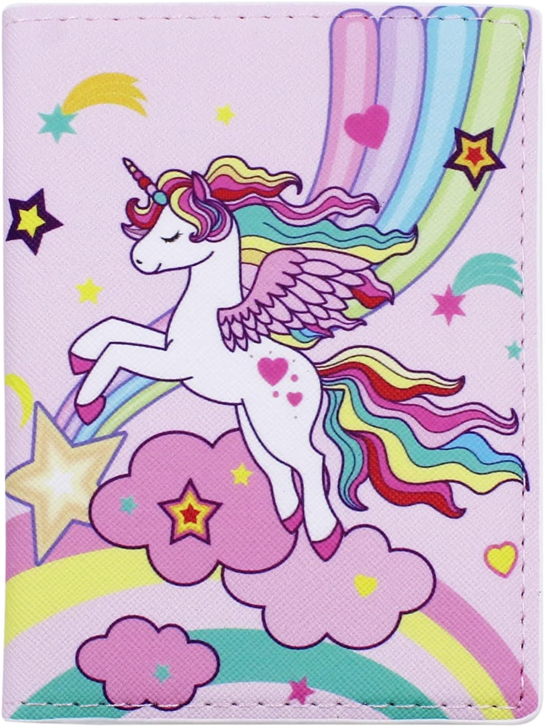 Cute Unicorn Passport Cover PU Leather Passport Holder Slim Travel Wallet Card Case for Women Girls Kids, Pattern 6, one size