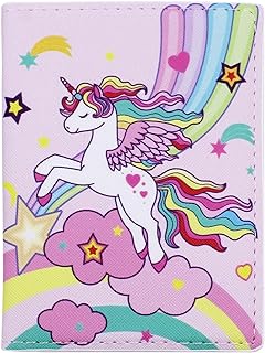 JUMISEE Cute Unicorn Passport Cover PU Leather Passport Holder Slim Travel Wallet Card Case for Women Girls Kids