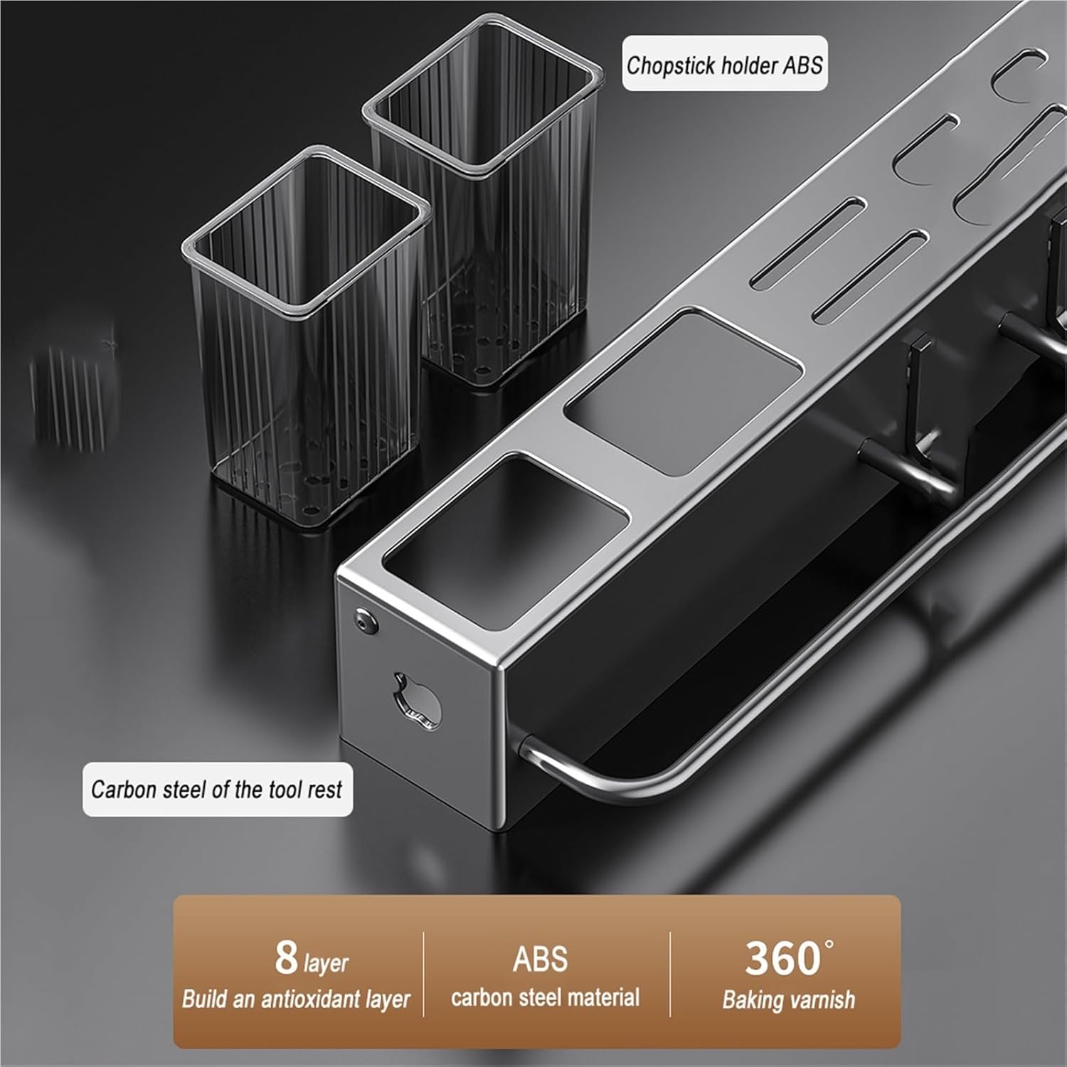 Kitchen Wall Mount Utensil Rack Utensil Wall Organizer, for Spoons, Chopsticks, Cookware Cutlery Holder(60cm/23.6in)