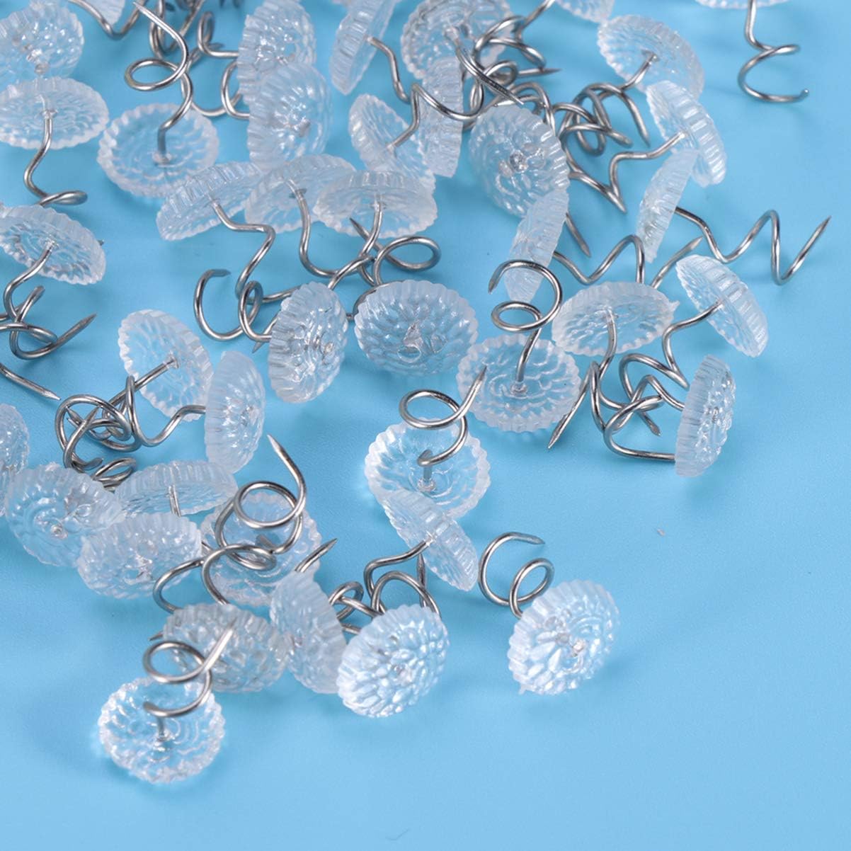 ZHJFDJ ZIRUIGONG 100pcs Twist Pins Upholstery Slipcovers Bed Skirts Sofa Nails Anti Slip Traceless Pins Plastic Clear Heads -