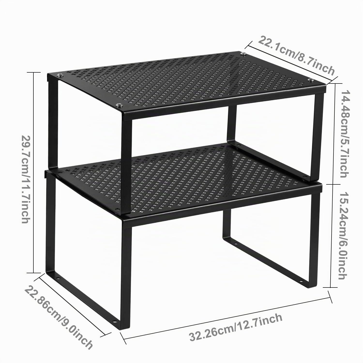 Nandae Organizador Cocina Estanteria Cocina, Organizador Armarios Cocina Apilable para Encimera, Gabinete, Estantes de Almacenamiento de 2 Unidades para Alimentos, Plateado