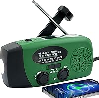 SonicRapid Emergency Hand Crank NOAA Weather Radio: Solar/USB 2000mAh Phone Charger, 3-Mode Flashlight, SOS Siren for Camping Survival (Army Green)