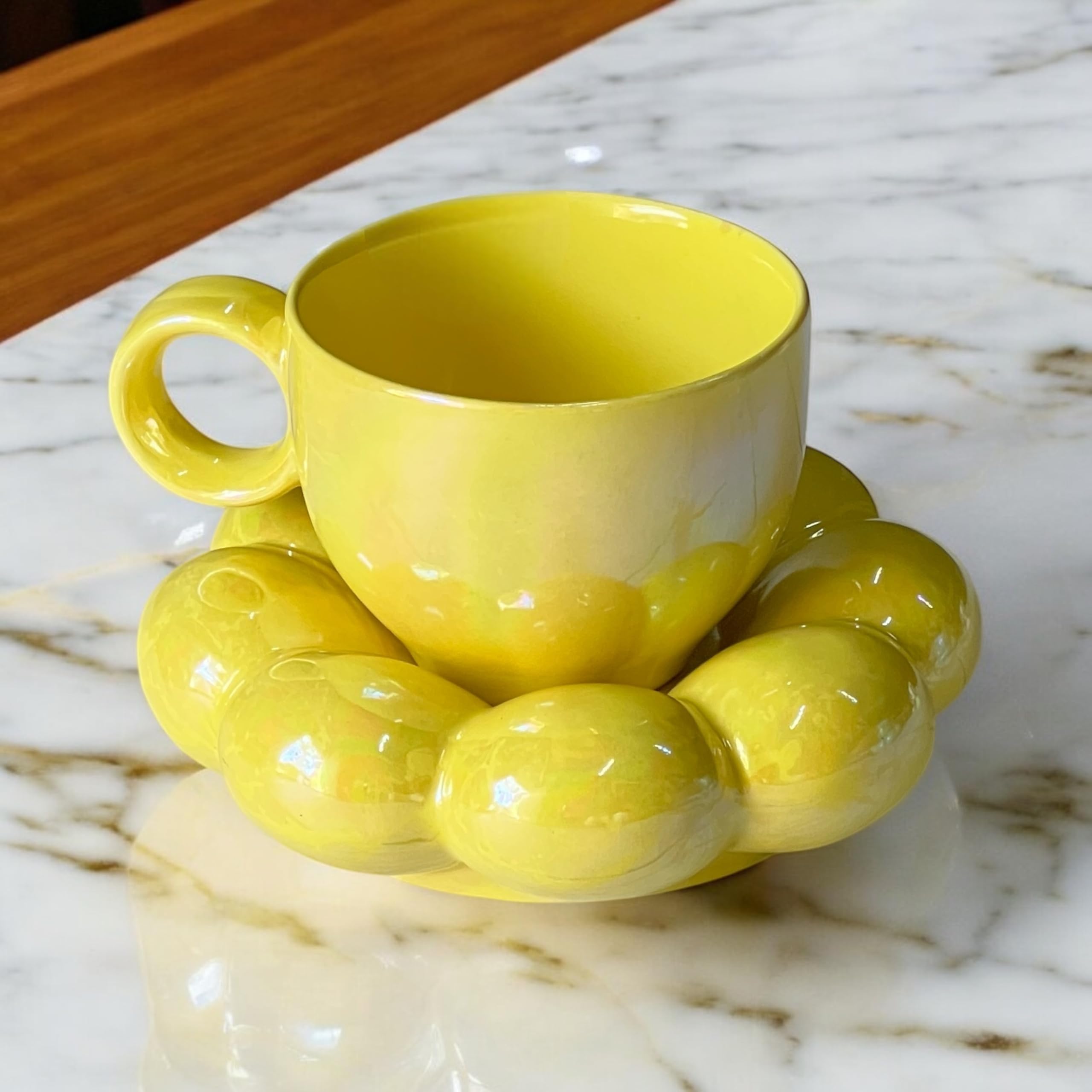 Handcrafted Ceramic Coffee Mugs with Heart Handle -8