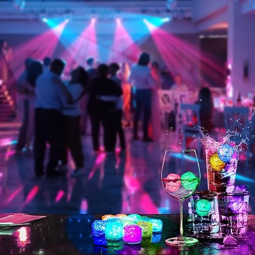 Miniatura 6 de Cubos de hielo iluminados, decoración de Navidad, paquete de 12 cubos de hielo LED parpadeantes para bar, bañeras, jarrones, bodas, estanques, club,