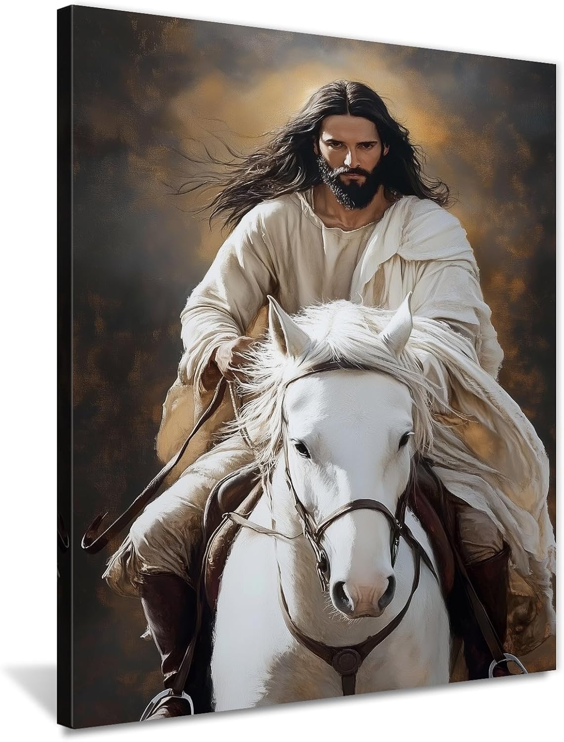 GLOKAKA Jesus Riding Horse Wall Art Christian Religious Canvas Biblical Scene Decor for Church Bedroom Home Wall Decor(Jesus-3,12"x18")
