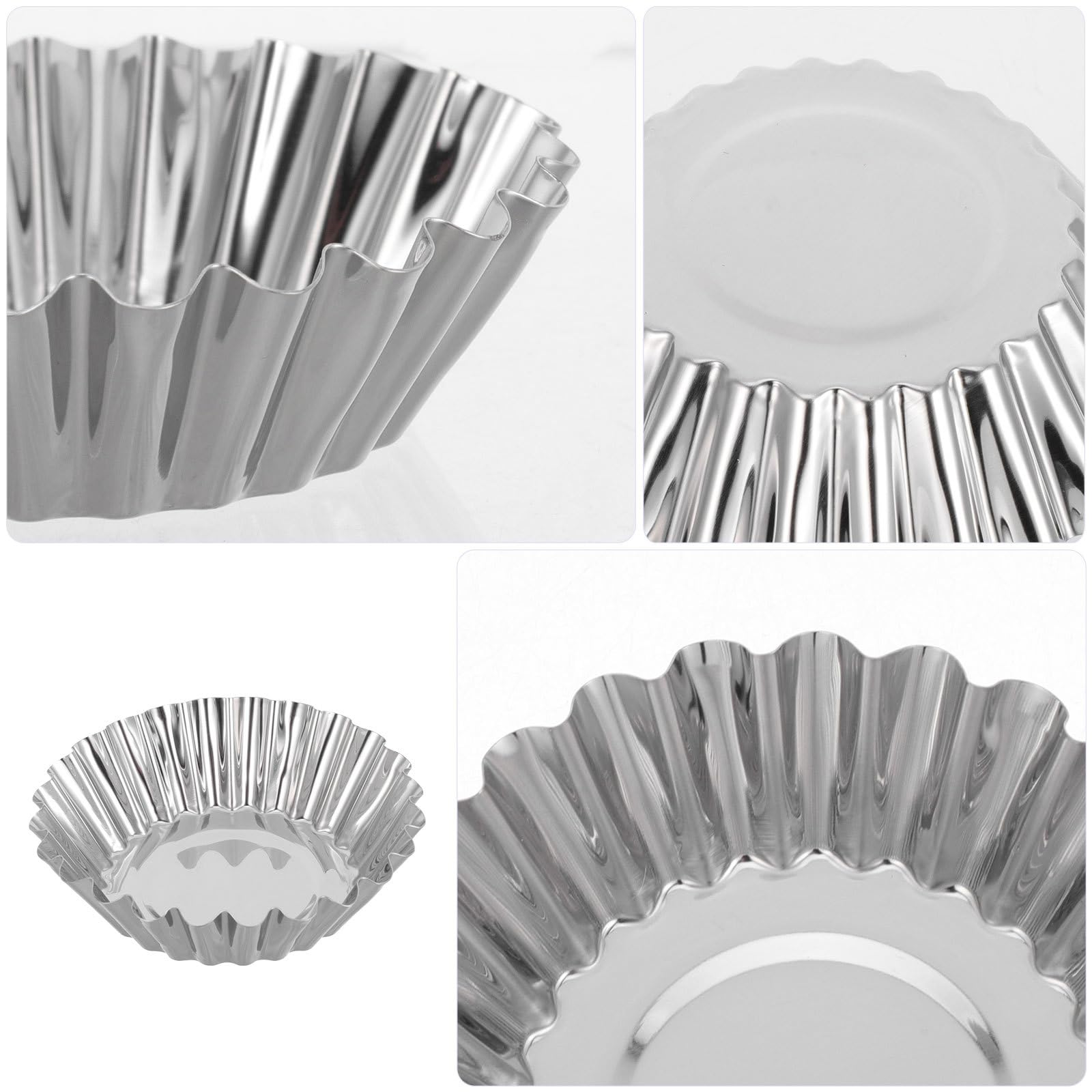 BESPORTBLE Moldes para Tartaletas Mini 50 Piezas de Acero Inoxidable | Acabado Plata, Redondos y Antiadherentes, Aptos para Lavavajillas, Almacenamiento Sencillo
