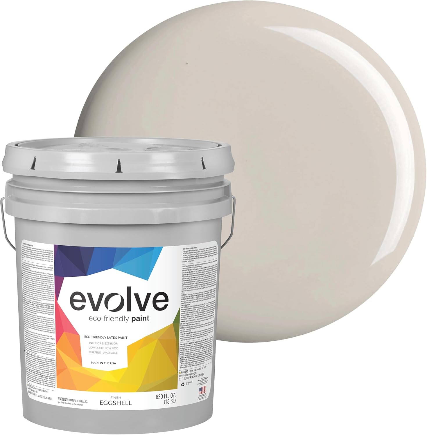 EVOLVE Paint & Primer: Environment-friendly, Eggshell with One-coat Coverage for Interior & Exterior surfaces (Warm Gray, 5-Gallon)