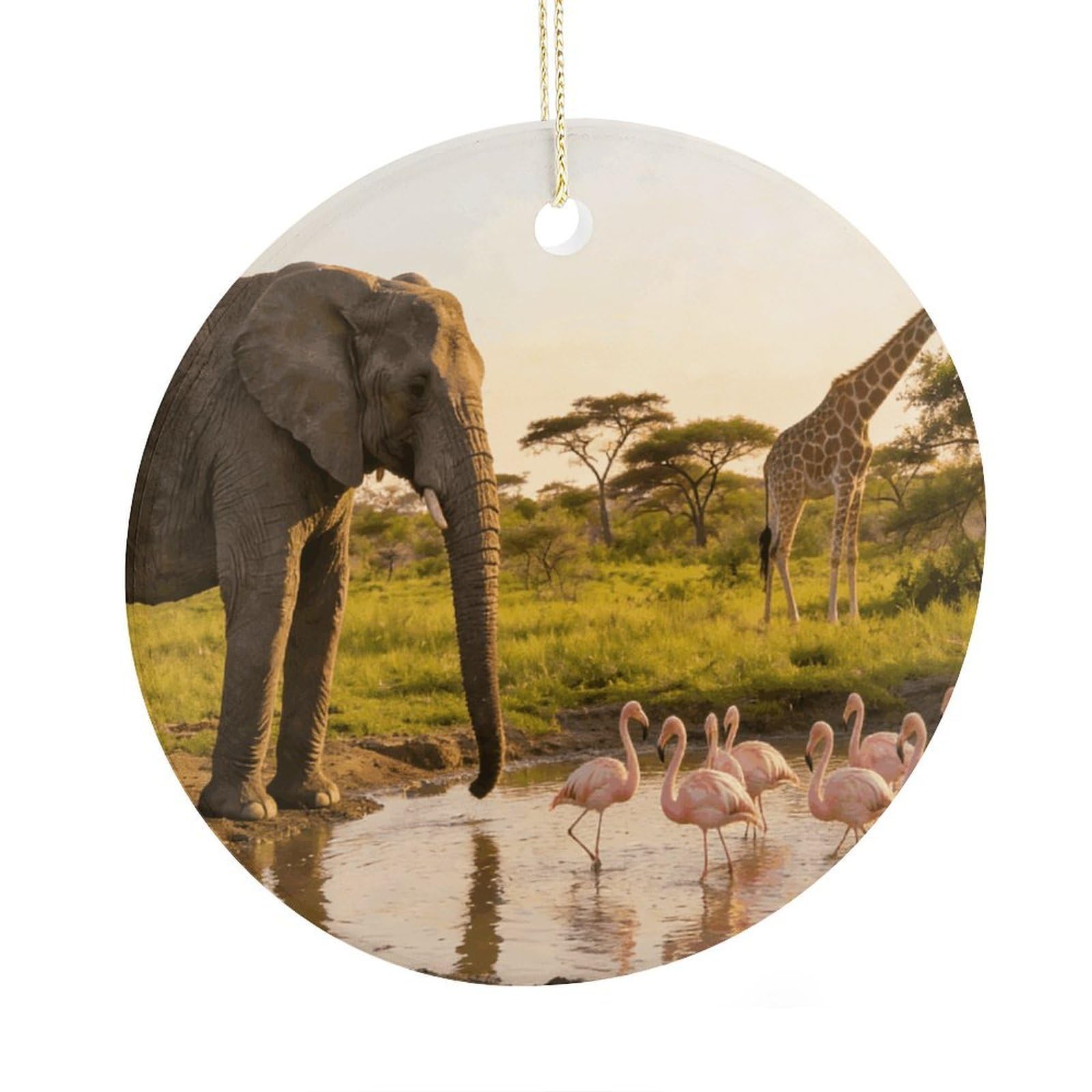 Fodpand Women's Style Elephant, Flamingo, Giraffe Ceramic Christmas Ornament,Wall Hanging Decor Windows Hanging Decor Best Friend Birthday Gifts, Friendship Gifts Car Hanging Ornament Gift For Girls, Teachers 2.9 In