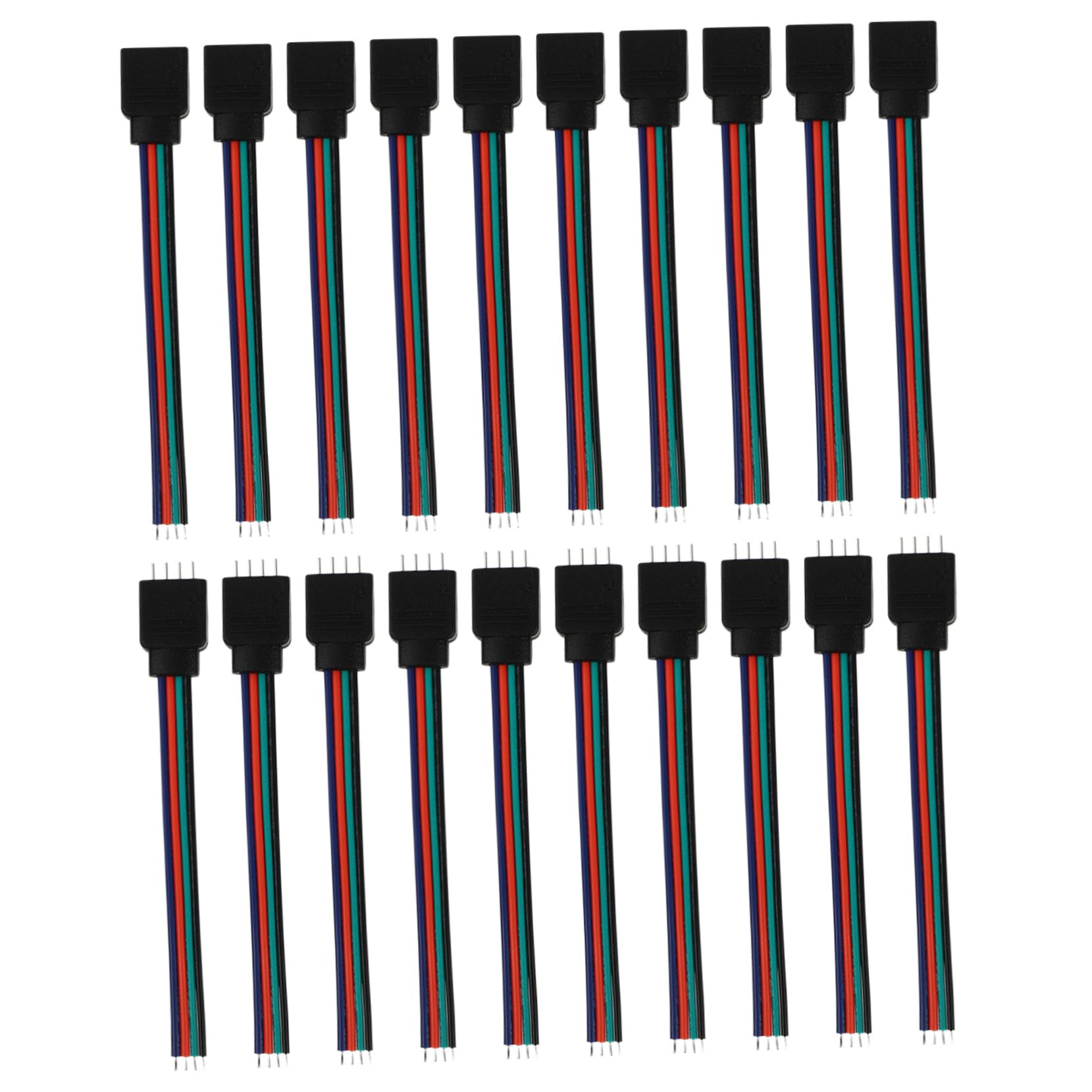 Conector LED de 4 pines para tira RGB 5050 kit de 40 adaptadores macho y hembra sin soldadura 8
