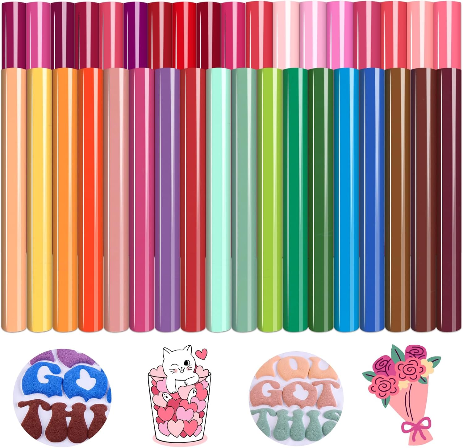 Tintnut Puff Vinyl Heat Transfer - 18 Sheets + Tintnut Pink HTV Heat Transfer Vinyl - 18 Sheets