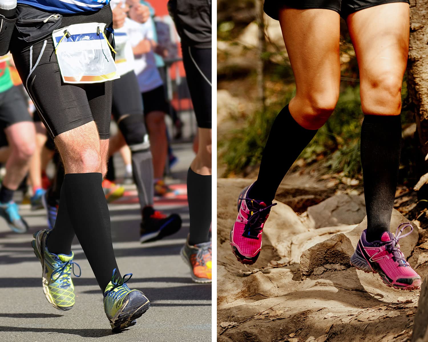 3 Pares Calcetines/Medias de Compresión para Hombres y Mujeres, Running, Deporte, Correr, Senderismo, Volar, Viajar, Varicosas, Embarazo y Médicos