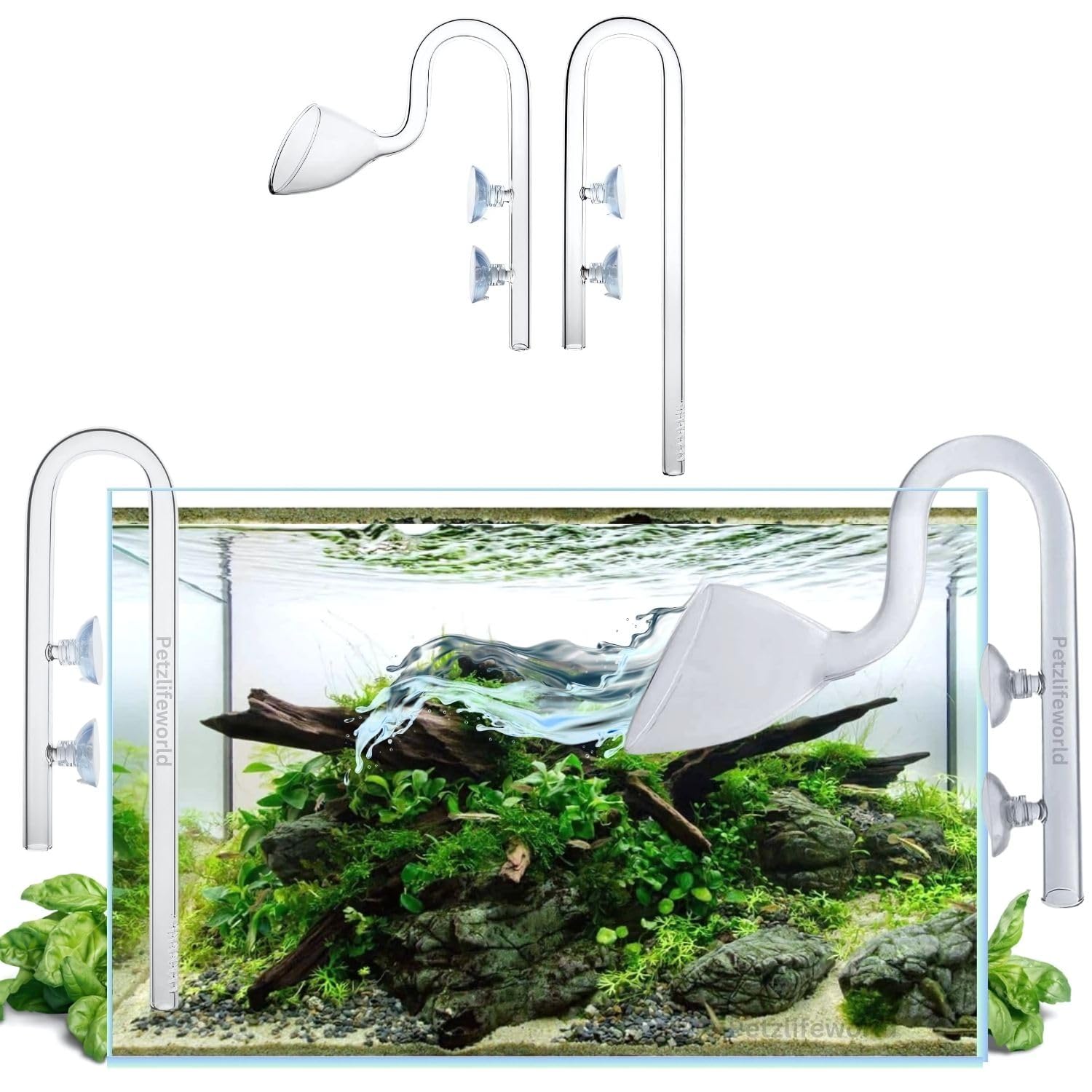VAYINATO® Aquarium 17mm (Suitable for Hose 16/22mm) Glass Lily
