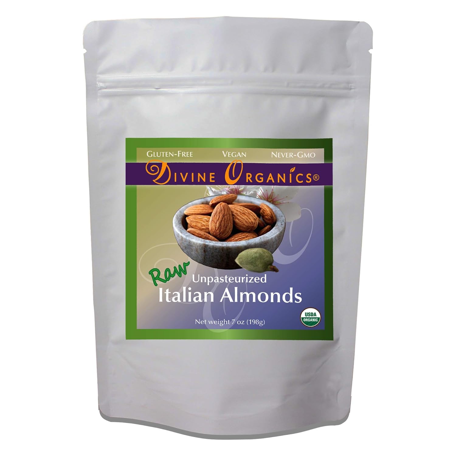 Raw Italian Almonds Divine Organics 16 oz 453 grams (16 oz)
