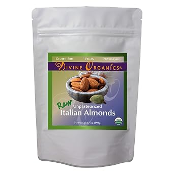 Raw Italian Almonds Divine Organics 7 oz 198 grams 7 oz