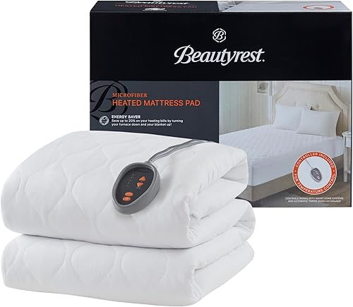 Miniatura 12 de Beautyrest Protector para colchón de microfibra con calefacción con 3M Scotchgard, Poliéster, Blanco, Completo