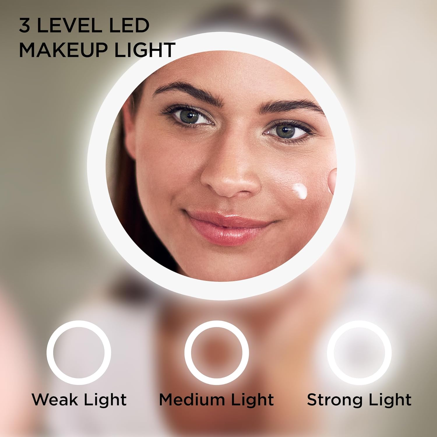 HAMMSOM UV Mirror for Sunscreen Test with UV Camera, Sun Protection Visualization Travel Makeup Mirror with LED Light and 3X Magnification Pocket Mirror
