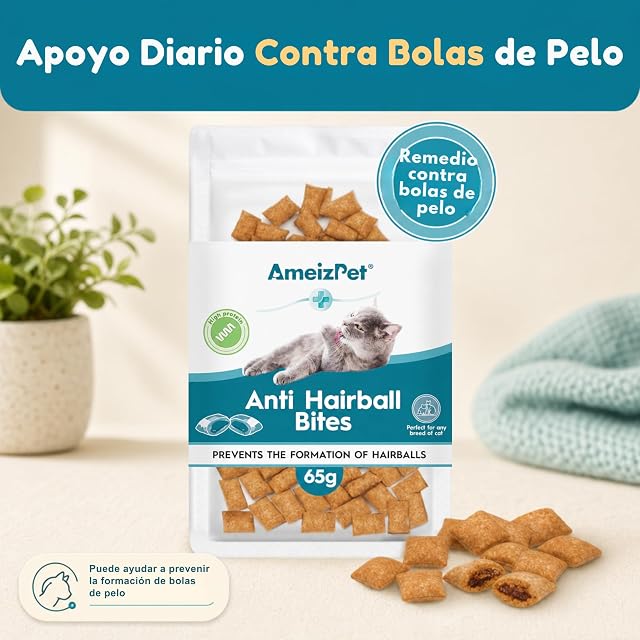 Foto 2 de 8 de AmeizPet Galletas Antibolas de Pelo para Gatos–Snacks Crujientes 65g