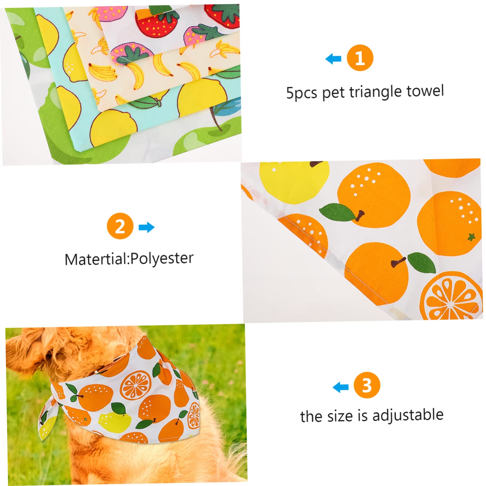 INOOMP 15pièces Bandanas pour Chien Respirant Écharpes Colorées pour Animaux Prévention Salive Et du Déversement Set De Motifs Fruits