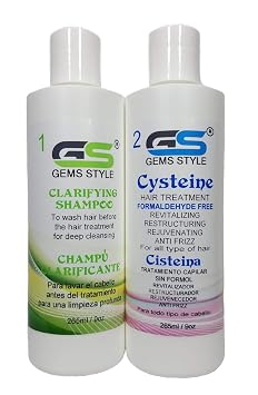 GS CYSTEINE Brazilian Smoothing Hair Treatment Professional Blowout Hair Straightening Long Lasting Organic Formaldehyde Free Plus FREE Clarifying Shampoo. 265ml e 9oz
