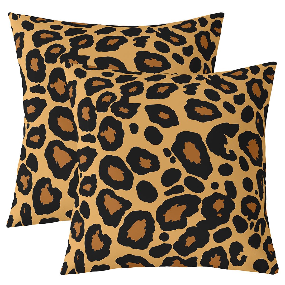 Homemissing Brown Leopard Cushion Covers Set of 2 50x50cm For Kids Boys Girls Teens Cheetah Throw Pillow Covers Animal Print Pillow Case For Sofa Bed Chair โ image 1