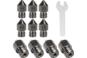 11PCS Hardened Steel MK8 Extruder Nozzles Compatible with Most 3D Printers