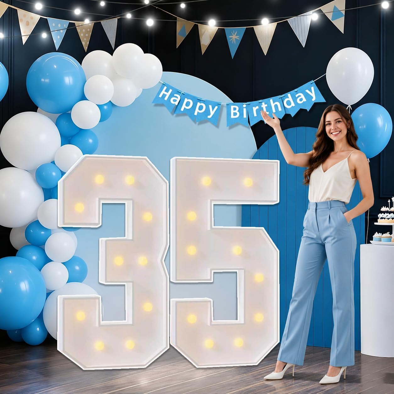 5FT Marquee Numbers 65 Light Up Sign for 65th Birthday Party Decor Easy to Assemble, Brighter Warm Light for Indoor Outdoor Party Decor, Large 65 Light up Numbers