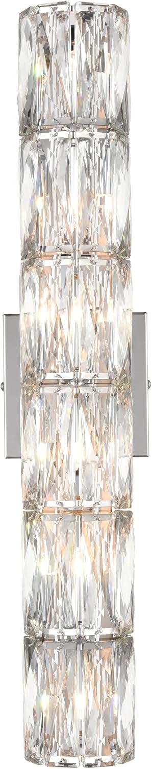 SAMTEEN Chrome Crystal Wall Sconce Contemporary 6-Light Crystal Sconces Wall Lighting Modern Nickel Wall Sconce Clear Glass Wall Light Fixture for Bathroom Living Room Bedroom Hallway