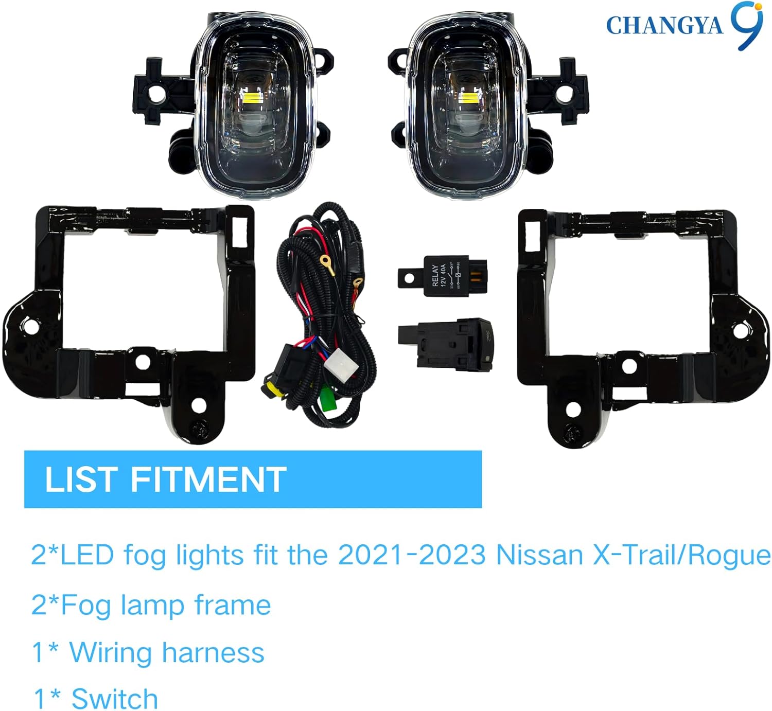 LED Fog Lamps Assembly Compatible with 2021 2022 2023 Nissan X-Trail/Rogue,Fog Lights with Covers Harness Switch Kit Left&Right Side Fog Lights Assembly NS207A - Image 3