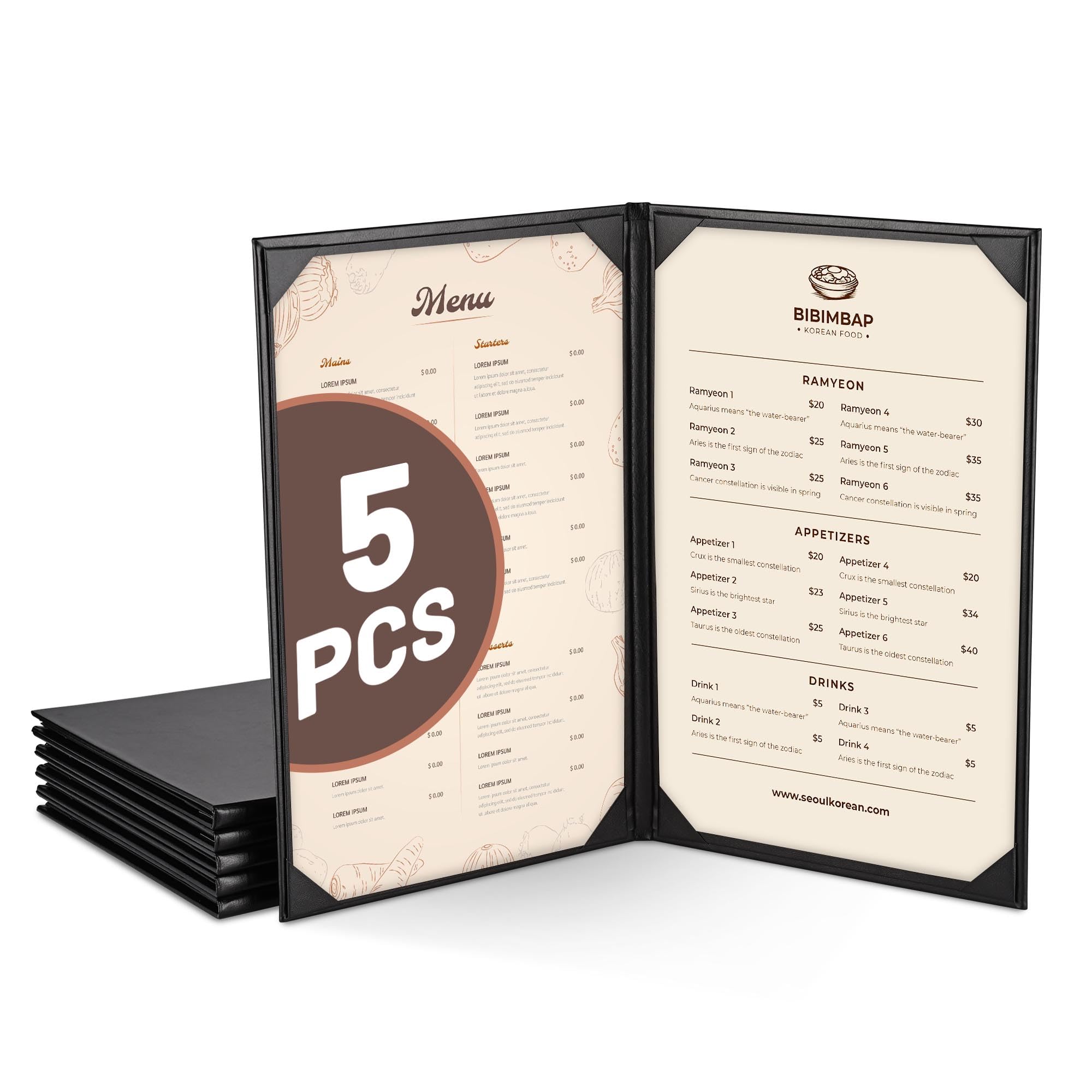 WeChef 5 Pack Menu Covers 8.5