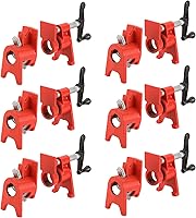 FL 1/2" Wood Gluing Pipe Clamp Set (6-Pack) with Unique Foot - Heavy Duty Cast Iron Quick Release Clamps for Woodworking Stability