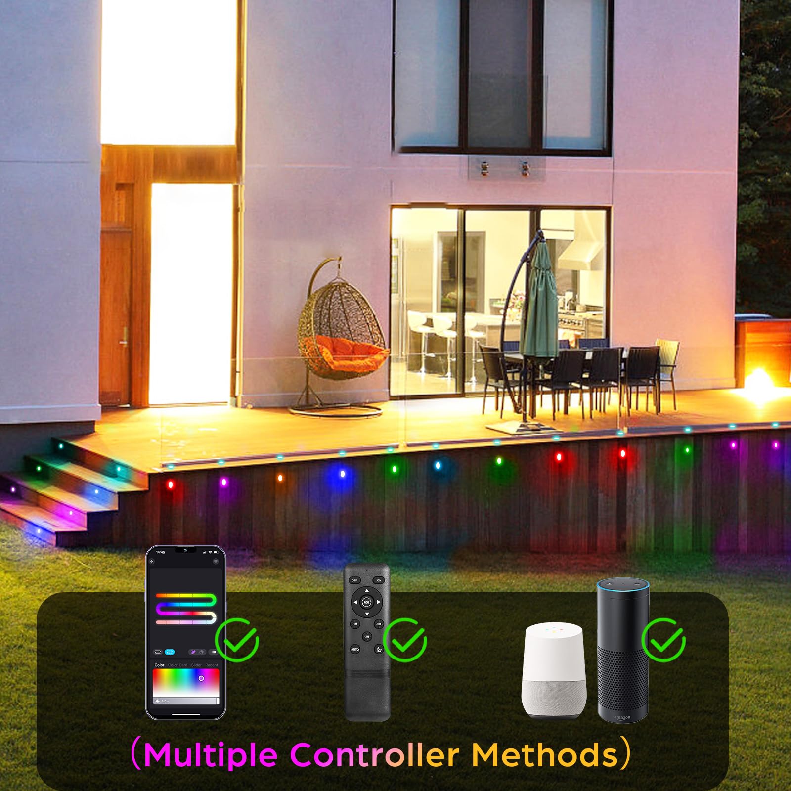 10er Set WiFi RGBIC LED Bodeneinbaustrahler Außen, Ø31mm Smart Terrassenbeleuchtung Warmweiß dimmbar, IP67 Wasserdicht Bodenstrahler kompatibel mit Alexa & Google Home, App-Steuerung