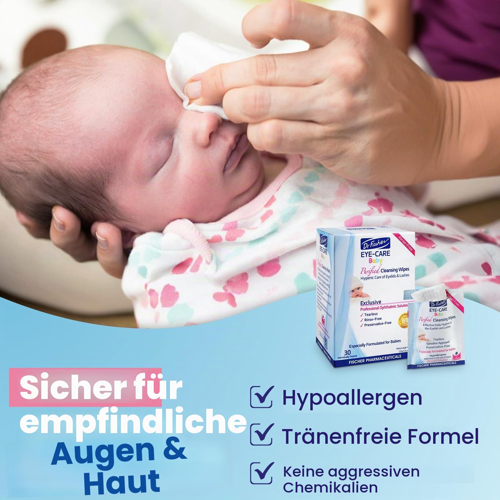 Dr. Fischer Eye-care Non-Irritating Preservative-Free Purified Cleansing Wipes- 30 Pack, BABY