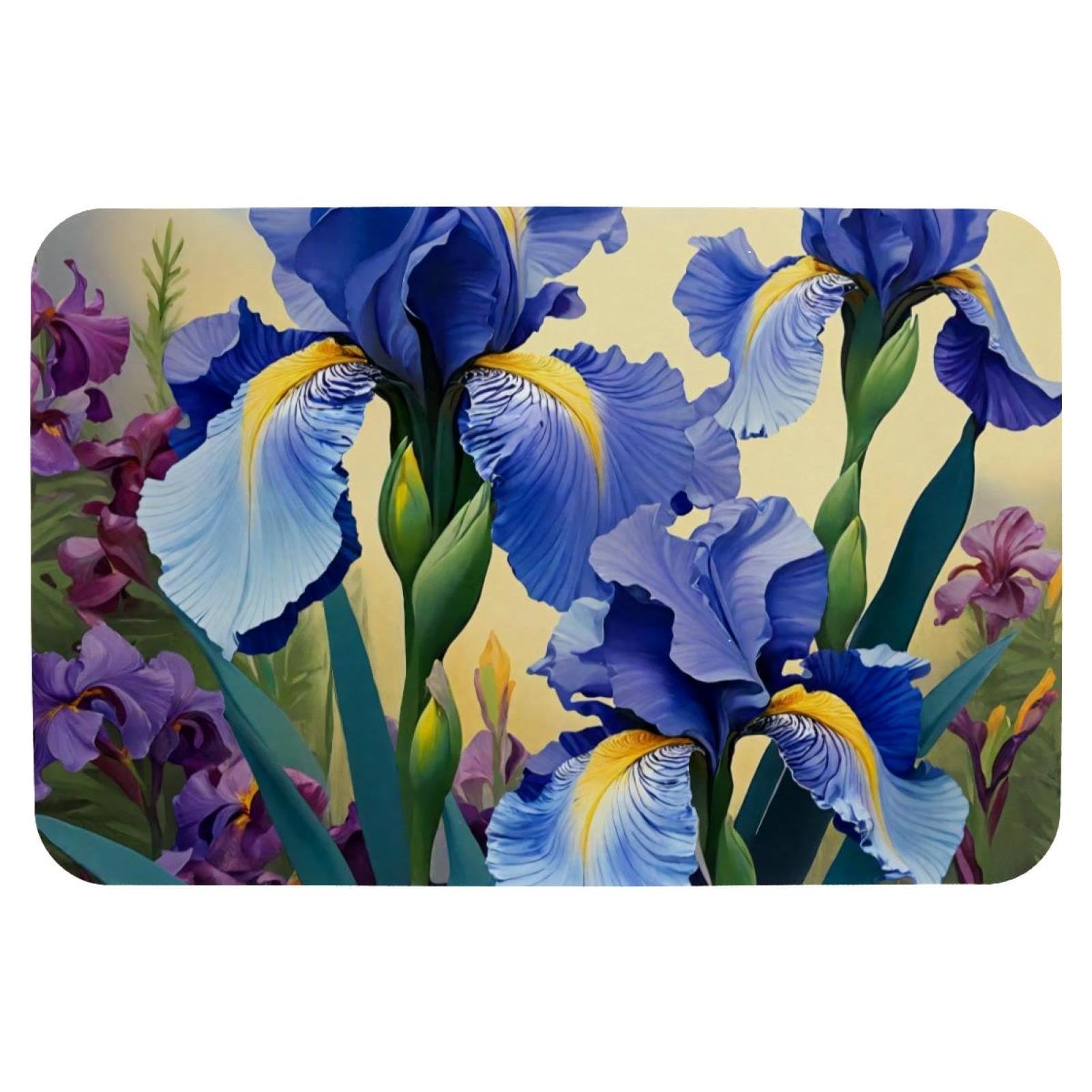 Tapis de bain violet iris absorbant et antidérapant 50x80 cm pour douche sécurisée