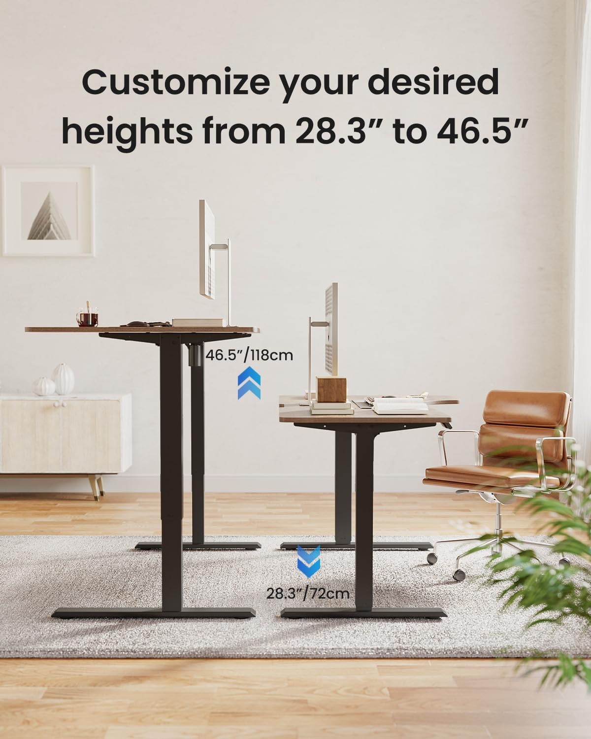 FEZIBO Electric Standing Desk,55×32 inch L Shaped Corner Desk, 4 Memory Height Settings,Home Office & Computer, Ergonomic Sit and Stand Up Desk with Splice Board,Rustic Brown