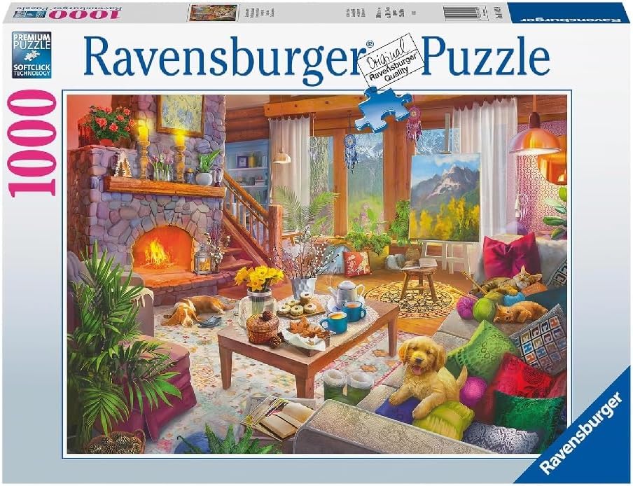 Ravensburger Cozy Cabin 1000-Piece Jigsaw Puzzle | Stress-Reducing Activity | Unique Softclick Technology | Perfect Family Fun | FSC Certified