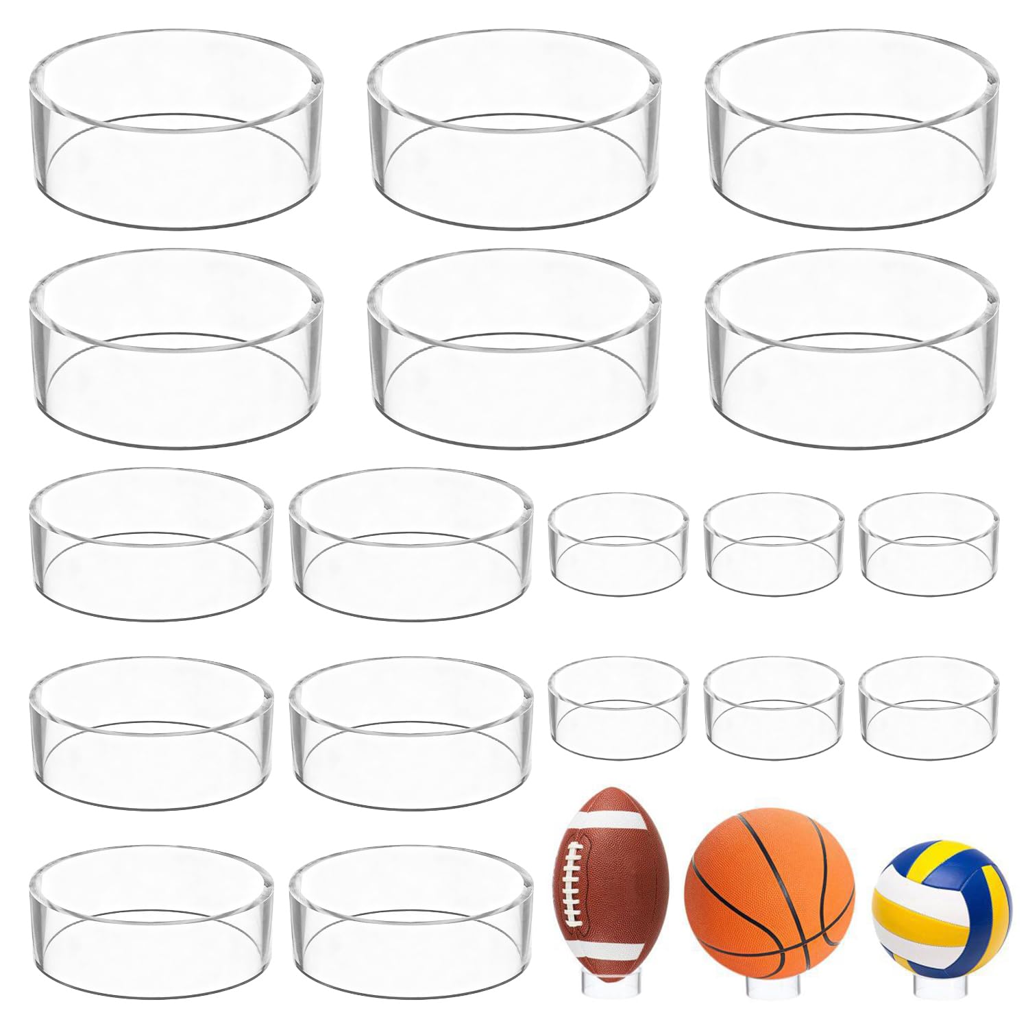 18 Pièces Support Balle Ronde Baseball, Support de Balle en Acrylique Clair, Supports de Baseball Ronds en Plastique, pour Balle de Cristal, Balle de Golf, Baseball, Balles de Tennis, Billes