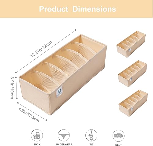 Miniatura 10 de Qozary Paquete de 3 separadores organizadores de cajones de ropa interior, cajones plegables para armario, armarios, para ropa, calcetines,