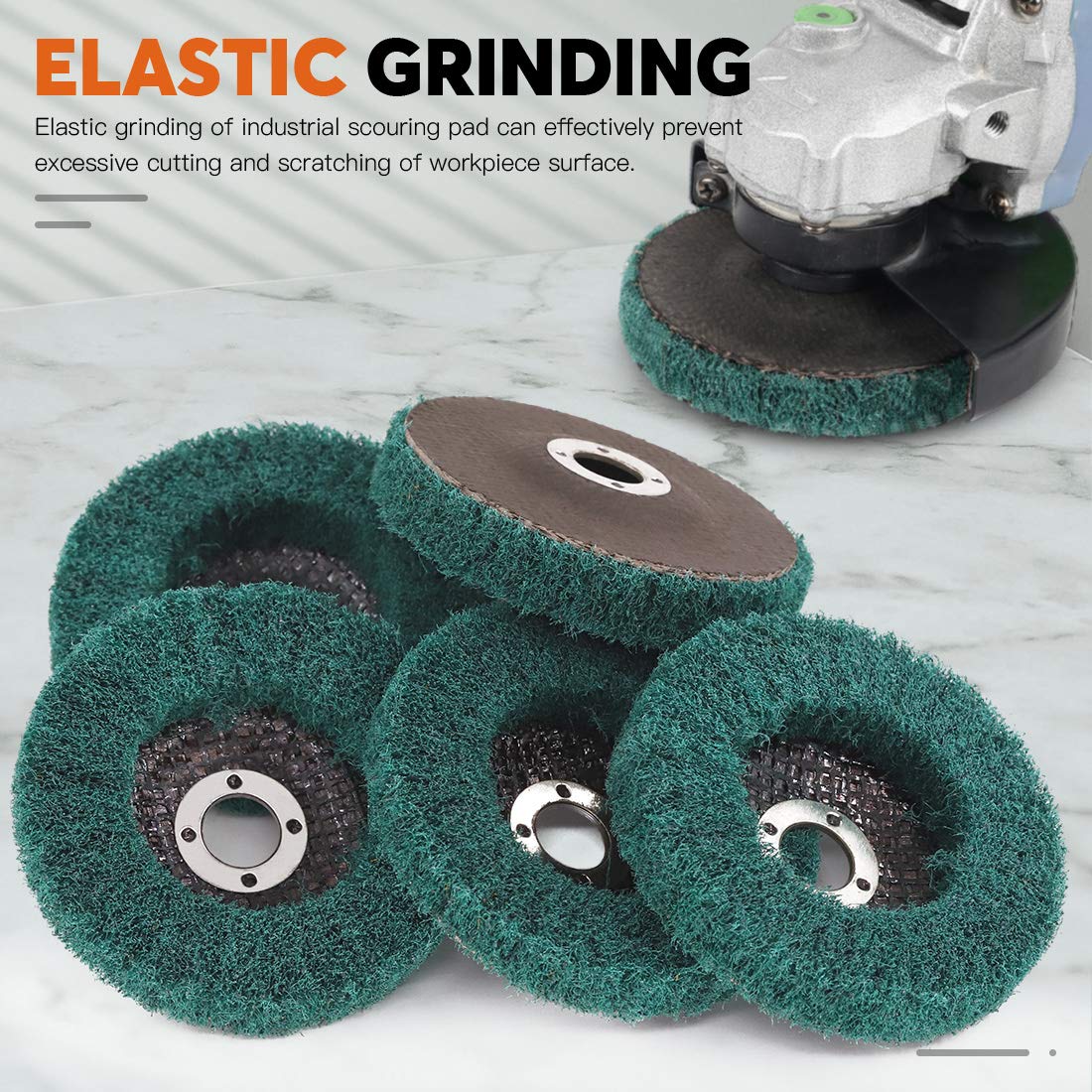 6 Pcs 4" 180 Grit Nylon Fiber Buffing Polishing Wheel Sanding Abrasive Disc Scouring pad Buffing Wheel for Angle Grinder for Metal Polisher (Grit 180)