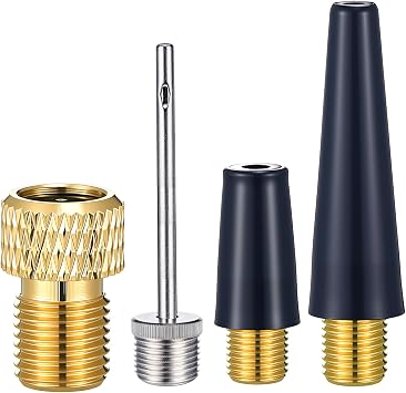 Shappy 4 Pcs Ball Pump Needle Kit with Nozzle Adapter | Inflator Needles for Basketball Soccer Football, Metal Tip, Air Pump Nozzle Adapter Included, 4 Pack