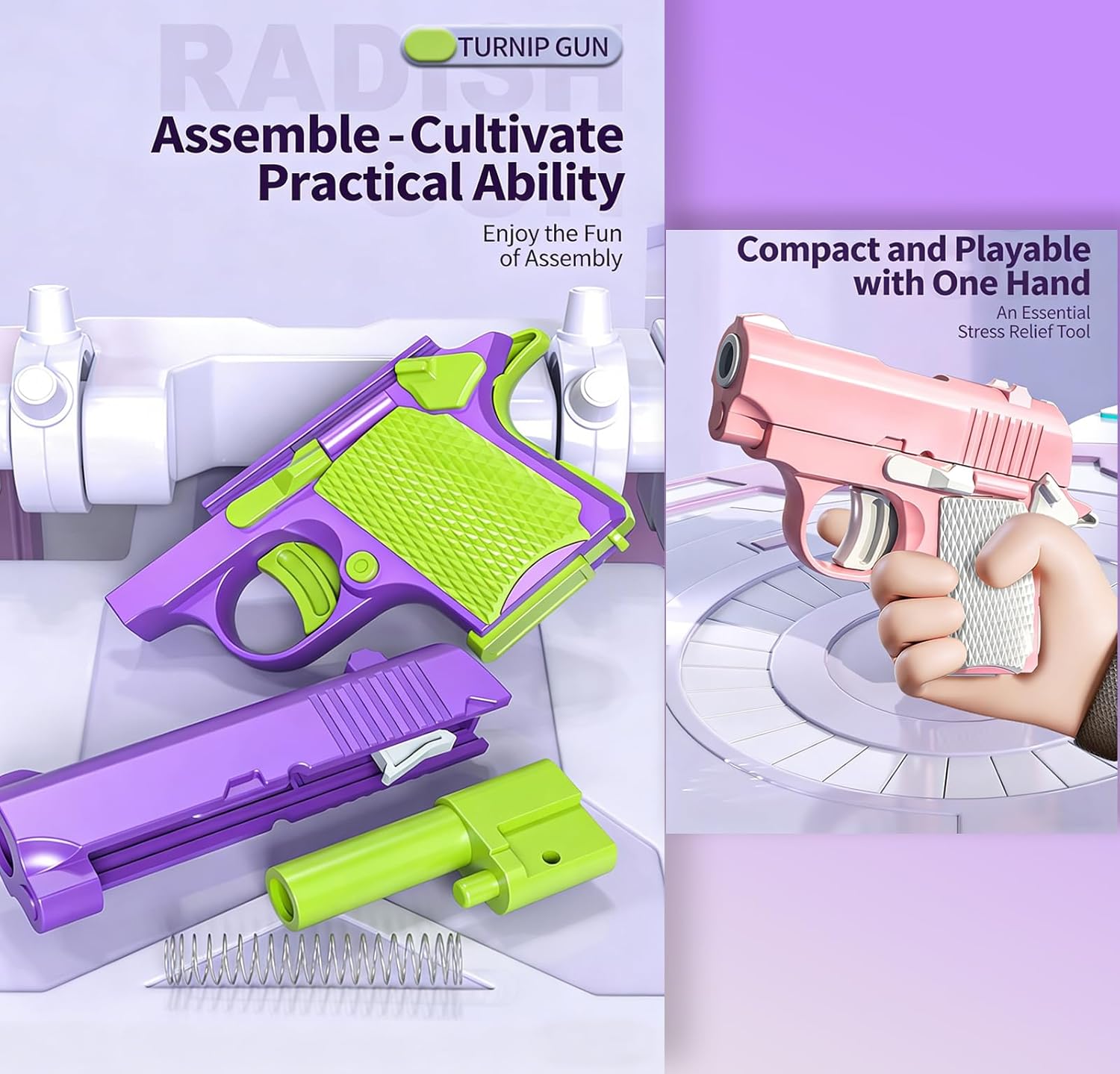 Fidget Pistol Toys 3D Printed Mini Small Pistol with Gravity Claw Knife A Stress-Relieving Toy Suitable for Relieving ADHD and Anxiety for Adults and Kids (Set 2)