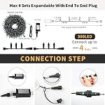 Tcamp 105FT 300LEDs Christmas Tree Lights Outdoor Indoor String Lights End to End Plug, 8 Modes Waterproof UL Certified Fairy Lights for Christmas Wedding Holiday (Warm White)