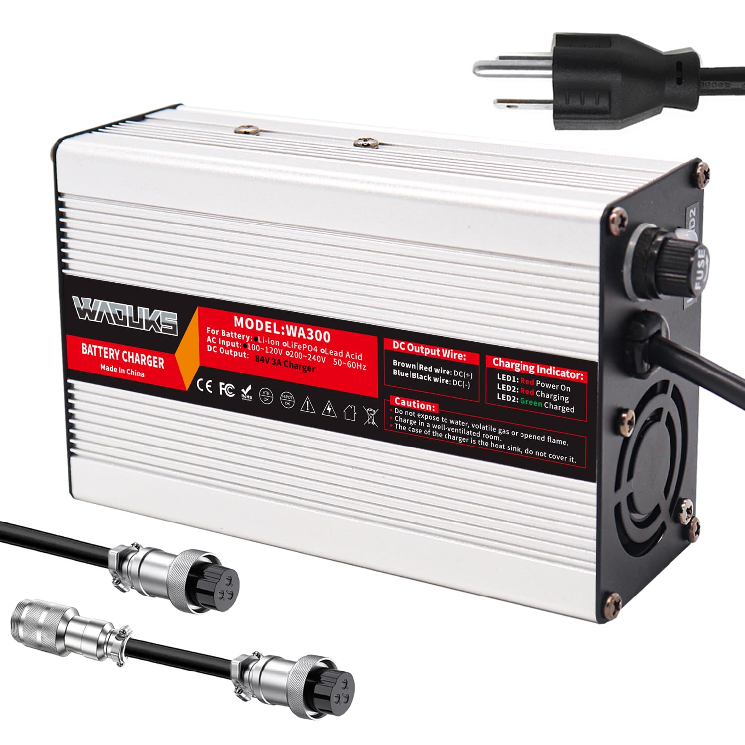 Amazon.com: 84V 3A Charger 84V Li-ion Battery Charger with Cooling